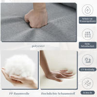 Juego de muebles de Jardín, juego de Esquina, sofá + Mesa de café + reposapiés, tubo de Maple galvanizado, tablero de Vidrio, para Jardín, pool y otras áreas al Aire Libre, Gris - details 3