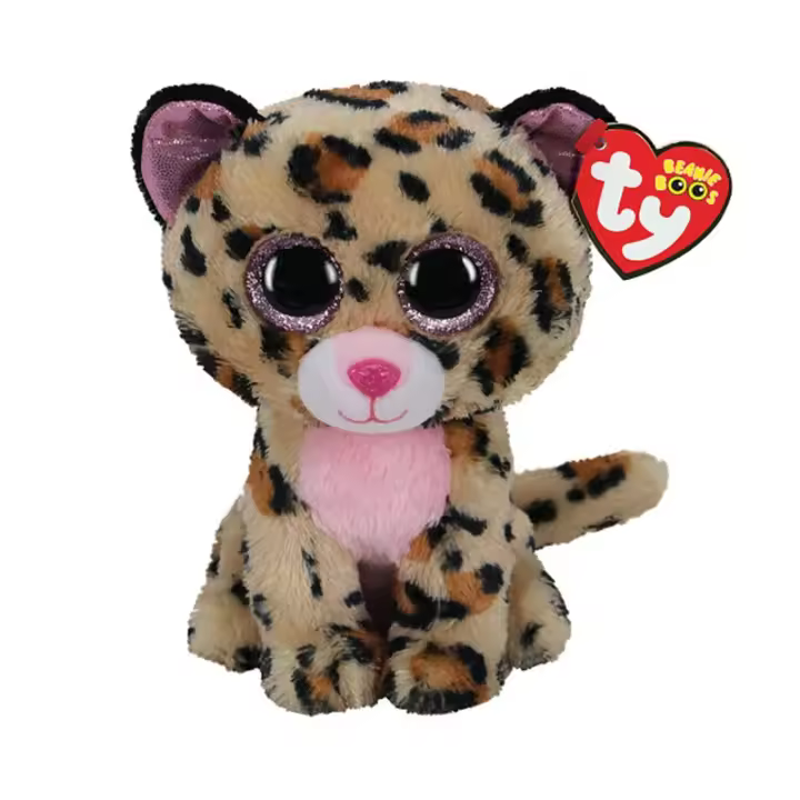 Peluche de Livvie leopardo con 15cm de TY Beanie Boos con ojos grandes - 1