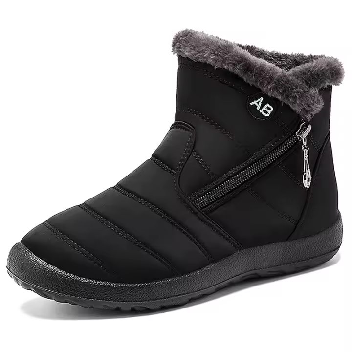 Botas De Invierno Para Mujer Impermeables Con Cremallera Botines De Invierno Botas De Nieve Con Forro De Peluche Corto - 1