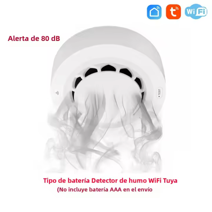 Detector De Fuma Tuya WiFi Alarma De Incendio Protección Hogar Seguridad Síntomas De Fuma 80dB Combinación De Alarma De Incendio Para Casas Y Líquidos - 1