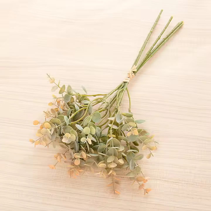 Eucalipto Artificial Ramo De Hojas Verdes Para Decoración De Hogar Y Bodas Planta Falsa De Láminas De Plástico Decoración De Exposición - 1