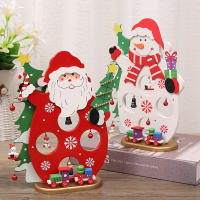 Decoración Navideña De Madera Con SANTA CLAUS Y MUÑECO DE NIEVE Artículos Decorativos Para Escritorio Escena De Navidad - details 0