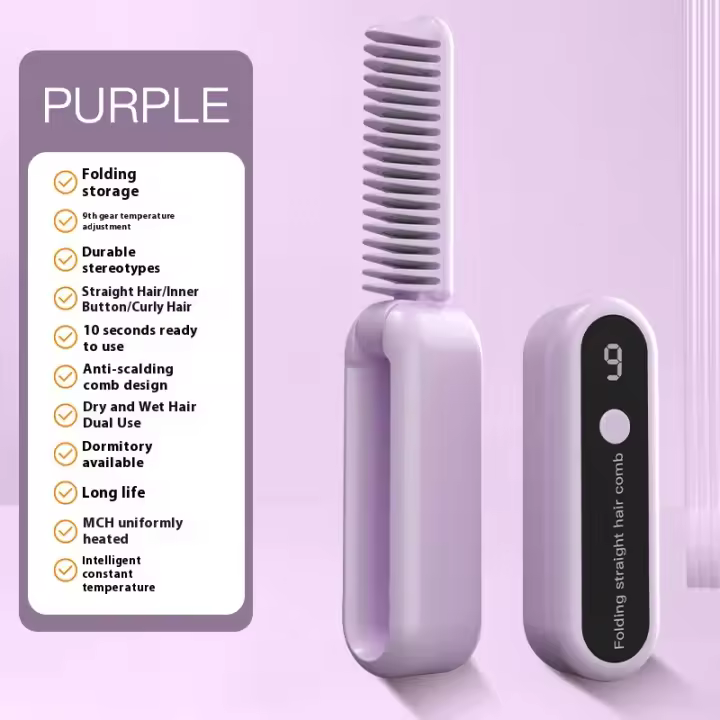 Plancha para el pelo, carga inalámbrica, almacenamiento plegable y portátil, plancha para el pelo de iones negativos, no daña los rizadores de pelo. - 1