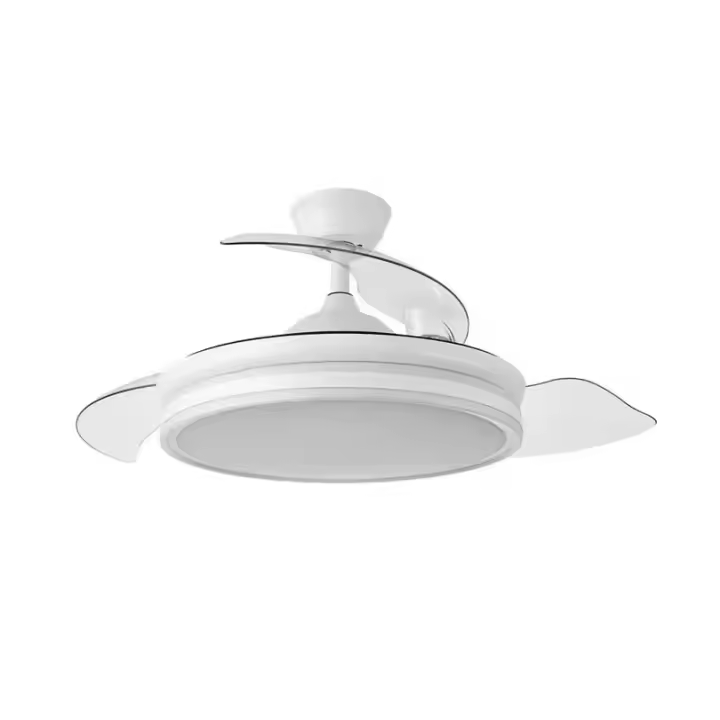 Ventilador de techo con luz LED 59W Blanco, 3 tonalidades, aspas retráctiles, 6 velocidades, control remoto, memoria, temporizador, silencioso y bajo consumo - 1