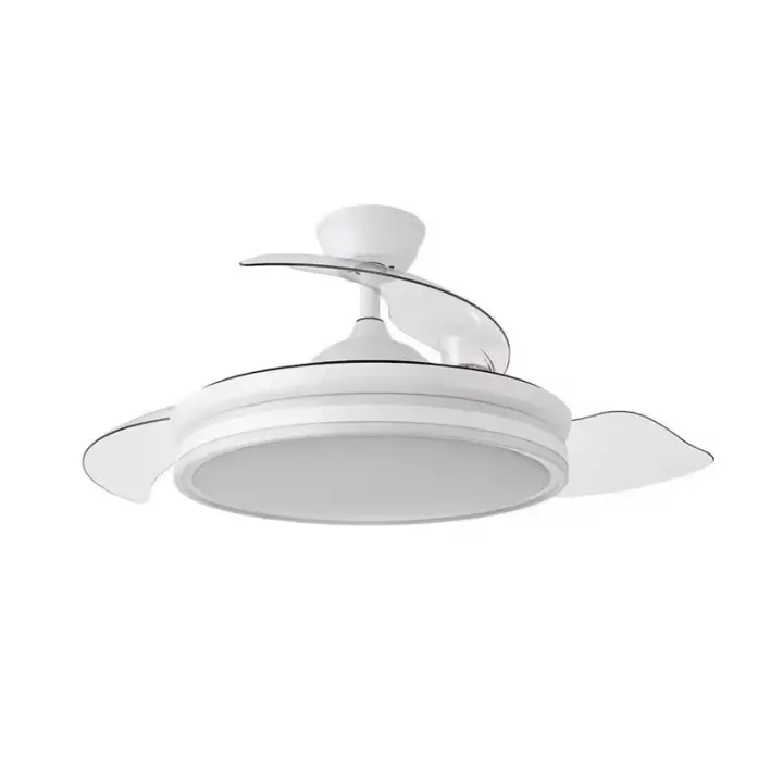 Ventilador de techo con luz LED 59W Blanco, 3 tonalidades, aspas retráctiles, 6 velocidades, control remoto, memoria, temporizador, silencioso y bajo consumo - 1