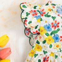 Vestido De Verano Para Bebé Niña Con Estampado Floral Cute Vestido De Princesa Ropa De Bebé Niña Algodón Poliéster Medio Tamaño - details 5