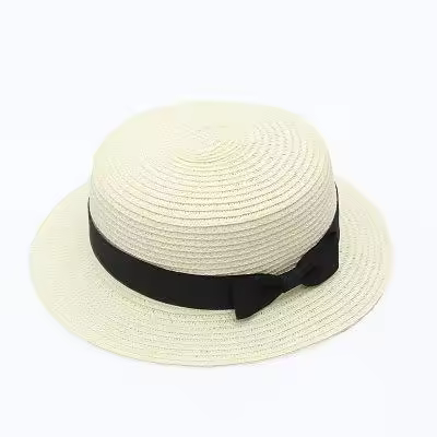 Sombrero De Paja Con Lazo COKK Panama Para Mujer Casual Verano Protección Solar Punto Tatting Estilo Sencillo Y Elegante - 1