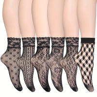 Calcetines De Encaje Y Malla Ultrafinos Para Mujer Calcetines Invisibles Con Patrón Floral De Spandex Y Nylon Calcetines De Hilo Fino Para Mujer - details 0