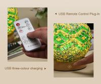 Lámpara De Mesa LED USB Estilo Bohemio Con Vidrio Tatuado Iluminación Cálida Para Decoración De Hogar Barra Dormitorio - details 7