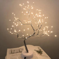 Lámpara De Mesa Árbol De Noche LED Con Encendido Por Toque Y USB/Batería Decoración De Flores Artificiales Bonsái Para Escritorio - details 7