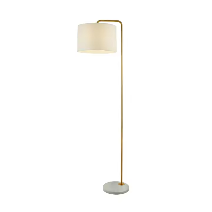 Contemporáneo Gallow Blanco Mármol Metal Dorado Tejido Blanco 1 Luz E27 - 1