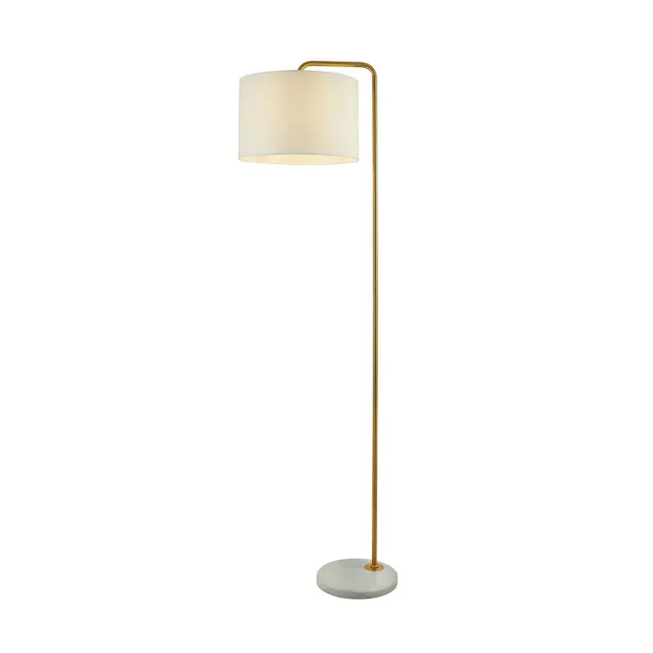 Contemporáneo Gallow Blanco Mármol Metal Dorado Tejido Blanco 1 Luz E27 - 1