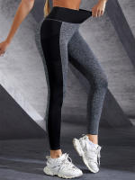 Leggings De Yoga De Cintura Alta En Malla Con Bloque De Colores Talla Grande Elásticos Suaves Para Mujer Control De Abdomen Con Bolsillos Para Ejercicio - details 2
