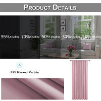 Cortinas Negras Para Sala De Estar Funcionales Y Termoaisentes Listas Para Colocar Diseño Sólido Aislantes De Luz Para Dormitorio - details 10