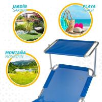 Tumbona plegable portátil de aluminio para playa y piscina California Tumbonas de Aluminio, Mueble de Jardín, Parasol, Respaldo Ajustable, Exterior Patio Terraza Playa 188*56cm - details 4