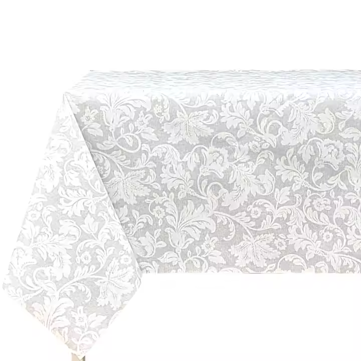 Mantel de tela rectangular, Antimanchas, Fácil de limpiar, Lavable, Impermeable, Ideal para interior y exterior, Flores con blanco - 1