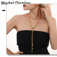 Moda FINA de Maple inoxidable collar Largo de borlas para las mujeres simple Cadena de serpiente collar de Cadena Niñas regalo - details 3