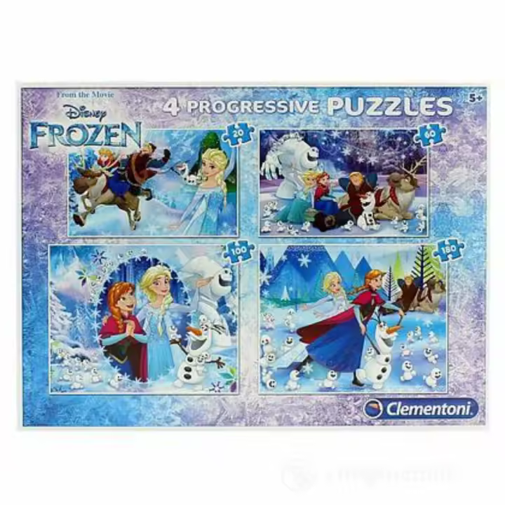 Set, clementoni, frozen, 4-in-1, puzzle, 7723, for girls, 20 x 60 x 100 x 180 pcs - 1