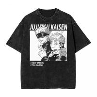 Camiseta Harajuku Japón Anime Streetwear Gráfico Algodón Verano Manga Corta Impresión Jujutsu Kaisen Vintage Lavada Para Hombre - details 18