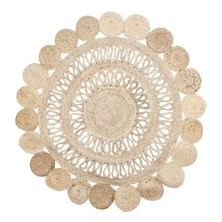 SIGNES GRIMALT Signes Grimalt Alfombra Yute Redonda Decoración Hogar Beige 120cm - 1