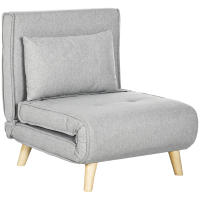 HOMCOM Sofá Cama Individual Sillón Cama Plegable Tapizado en Lino Sintético con Respaldo Ajustable en 6 Posiciones y Almohada Sofá Cama para Salón 72x78x79 cm Gris - details 0