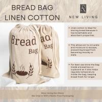 2 Pack Natural Linen Bread Bag | Organic Blend | 2 x Reusable Bread Bags | Food Storage Bag | Bread Storage Bags | 38x27 cm | Eco Bread Bag - details 3