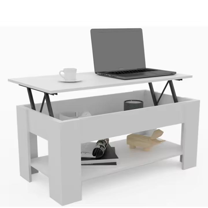 Dormidan - MESA DE CENTRO ELEVABLE CON BALDA MC5, Comedor o Auxiliar, Mayor Grosor y Estabilidad. - 1