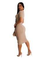 Vestido De Crochet Para Mujer De Corte Bodycon Con Manga Regular Y Cuello En V Vestido Fino Y Ajustado De Pierna Para Calle Moda Hipster - details 25