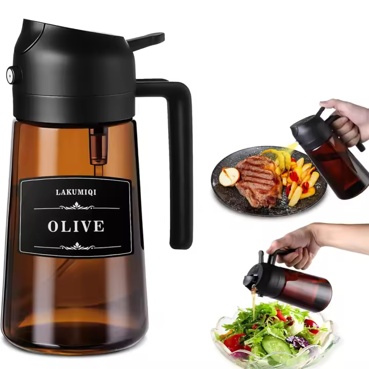 Botella De Espuma Para Cocinar 470ml 2 En 1 Dispensador De Aceite Para Air Fryer BBQ Con Etiquetas De Decoración Eco-amigable Herramienta De Condimentos Para Cocina - 1