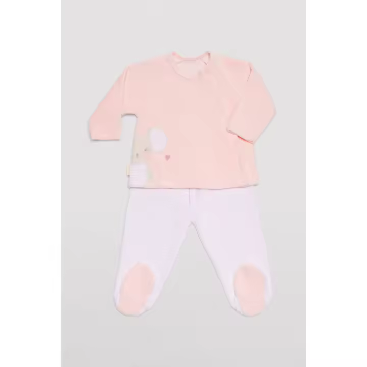 Ysabel Mora - Conjunto bebé manga larga ratoncita rosa - 1