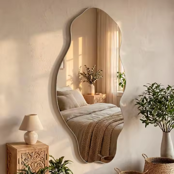 Espejo Grande 50x100 cm Moderno y Asimétrico - Diseño Irregular Orgánico para Baño, Sala o Espacios Verticales - 1