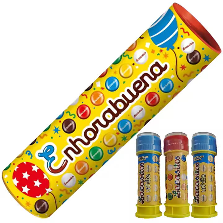 Lacasitos Megatubo 1,5 KG-Enhorabuena + 3 POMPEROS LACASITOS - 1