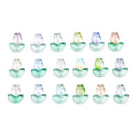10/20 Sets De Cuentas De Tulipes De Vidrio Con Hojas Espaciadoras Para Creación De Joyas Pulseras Y Collares Accesorios De Manualidades - details 0