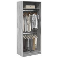vidaXL Armario de madera de ingeniería 80x50x200 cm en color Negro/Marrón roble/Roble ahumado y más | almacenamiento funcional diseño moderno para baño dormitorio sala - details 5