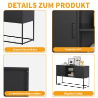 Decorativo de metal Negro, aparador y Caja Fuerte de Casillero, Estructura metálica robusta con elegante color Negro, H 75 cm x W 120 cm x P 40 cm - details 4