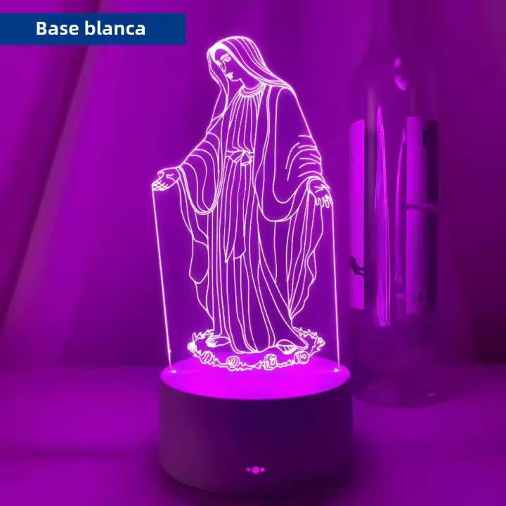 Lámpara De Noche 3D Ilusión De Jesús Cambio De 7 Colores Control Remoto LED Decorativa Cristiana Luz De Oración De Mesa - 1