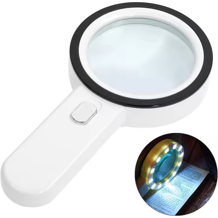 BIT Lupa con Luz, 30X Lupas de Mano de Gran Aumento, Lupa para Leer Libros con 12 Leds También Son Adecuada para Soldadura, Inspección, Monedas, Joyería, Exploración - 1