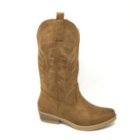 Botines Cowboy Mujer, Otoño Invierno, Antelina Bordado, Negros, Camel Marrón, kakhi, Zapato Cerrado Caña Alta, Tacón Bajo - details 0