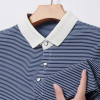 Camisa Polo De Punto Para Hombre 2024 Con Estampado De Rayas Algodón Transpirable Y Cómoda Para Negocios Casual Estilo Moderno - details 8