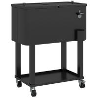Outsunny Carro de Bebidas Refrigerado 56L Carro Nevera con Ruedas Abrebotellas y Estante para Patio Fiesta Terraza 67x35x80 cm Negro - details 0