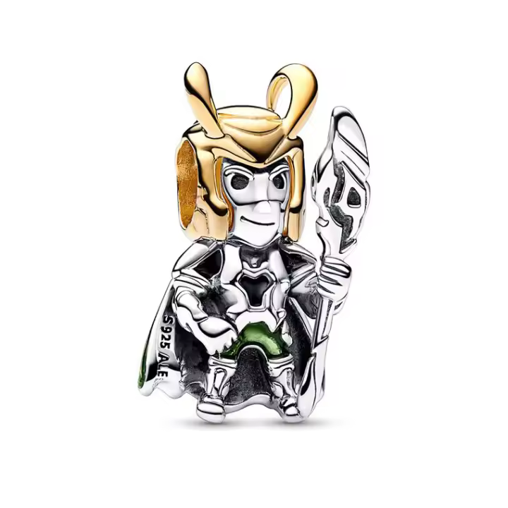 Charm Pandora Loki de Marvel en Plata de Primera Ley y Detalle en Esmalte Verde - 762764C01 - 1