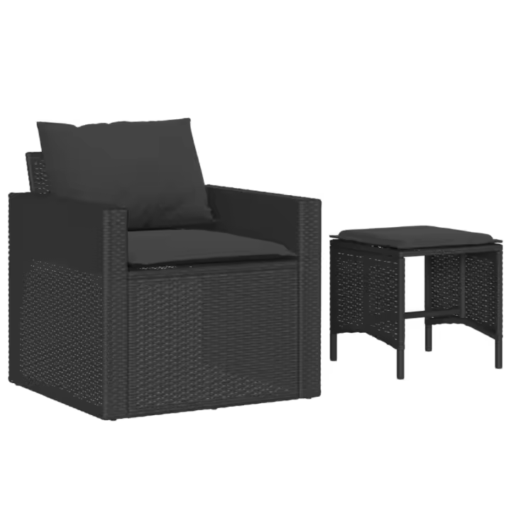 vidaXL Juego de sofás jardín 4 pzas con cojines ratán sintético negro - 1