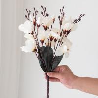 1PC Bouquet De Magnolias Artificiales Para Decoración De Hogar Bodas Navidad Fiestas Fotografía Accesorios Novia - details 6