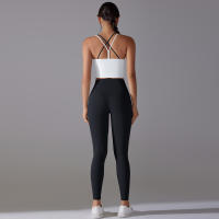 Conjunto De Yoga Deportivo Halter Sin Mangas Top Y Pantalones Para Gimnasio Fitness Entrenamiento Correr Ciclismo Color Sólido - details 1