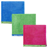 Toalla de Algodón Orgánico 90x160cm 450gsm - Juego de 3 Toallas en Verde, Azul y Fucsia - Benetton - details 0