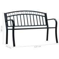 vidaXL Banco de jardín acero negro 125 cm - details 7