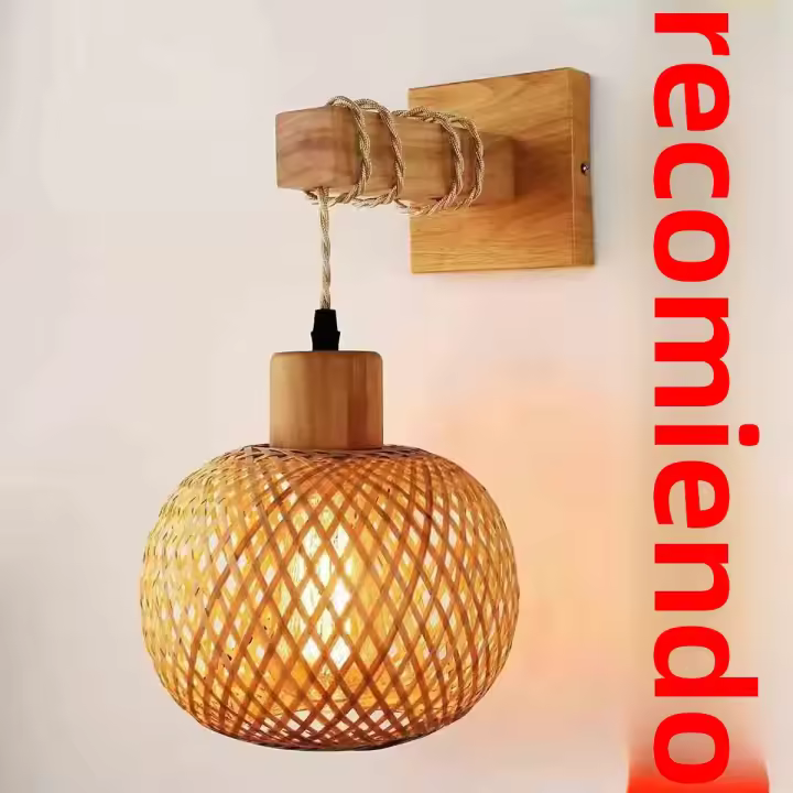 Lámpara De Bambú Natural Tejido a Mano E27 Candelabros De Paja Rattan Decoración De Habitación Luz De Techo Fixiones - 1