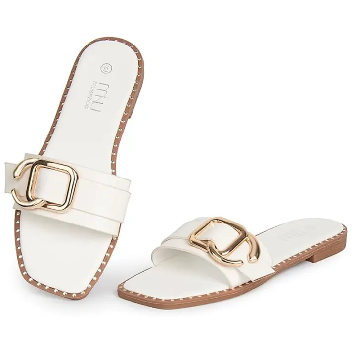 Sandalias Planas De Punta Redonda Para Mujer Zapatillas De Baile Elegantes Modernas De Verano Con Suela De Goma - 1