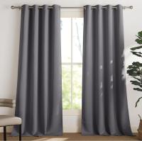 Cortinas Termicas Aislantes Frio y Calor Cortinas Opacas Salon Dormitorio 150x260 CM Blackout Curtains Grises con Ojales para Habitacion Comedor - details 0
