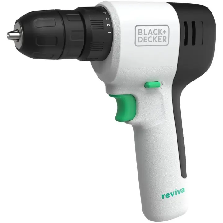 Black & Decker Taladro Atornillador Inalámbrico REVIVA 12V, REVDD12C-QW - Compacto, 10mm, 10+1 Posiciones, 26Nm, 550 RPM, Batería 1,5Ah | ¡Ahorra Espacio y Ten tus Herramientas Siempre a Mano! - 1